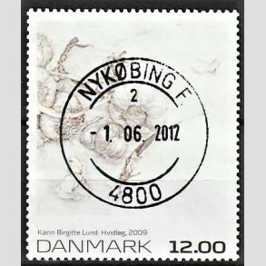 FRIMRKER DANMARK | 2009 - AFA 1594 - Frimrkekunst 13. - 12,00 Kr. flerfarvet - Pragt Stemplet Nykbing F