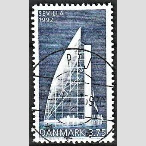 FRIM�RKER DANMARK | 1992 - AFA 1026 - EXPO 92 i Sevilla - 3,75 Kr. bl� - Pragt Stemplet RTJ