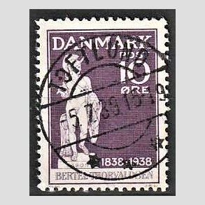 FRIM�RKER DANMARK | 1938 - AFA 250 - Thorvaldsen 10 �re violet - Lux Stemplet Toftlund