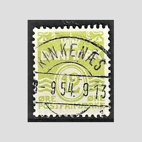 FRIM�RKER DANMARK | 1952-53 - AFA 335 - B�lgelinie 12 �re lysgr�n - Lux Stemplet 