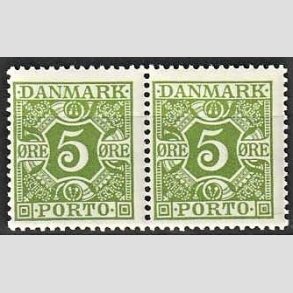 FRIMRKER DANMARK | 1930 - AFA 20 - 5 re gulgrn i par - Postfrisk