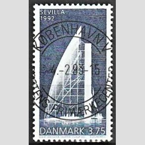 FRIM�RKER DANMARK | 1992 - AFA 1026 - EXPO 92 i Sevilla - 3,75 Kr. bl� - Pragt Stemplet