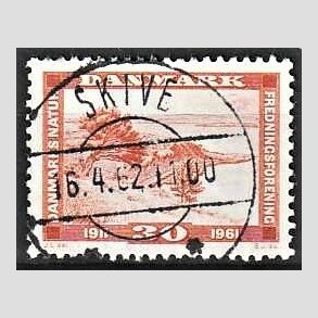 FRIM�RKER DANMARK | 1961 - AFA 392 - Naturfredningsforening 50 �r. - 30 �re brunr�d - Pragt Stemplet Skive