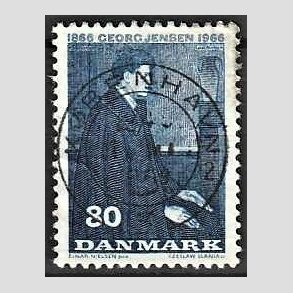 FRIM�RKER DANMARK | 1966 - AFA 447 - Georg Jensen - 80 �re bl� - Lux Stemplet