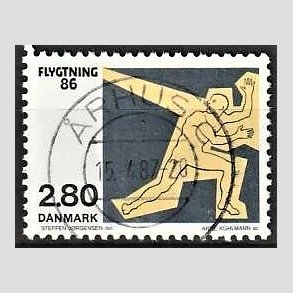 FRIM�RKER DANMARK | 1986 - AFA 872 - Flygtning 86 - 2,80 Kr. flerfarvet - Pragt Stemplet