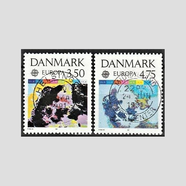 FRIMRKER DANMARK | 1991 - AFA 989,990 - Europamrker rumflyvning - 3,50 + 4,75 kr. flerfarvet - Lux Stemplet