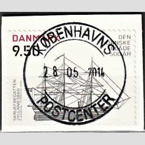 FRIMRKER DANMARK | 2010 - AFA 1623E - Danske flde 500 r - 9,50 Kr. flerfarvet p klip - Pragt Stemplet