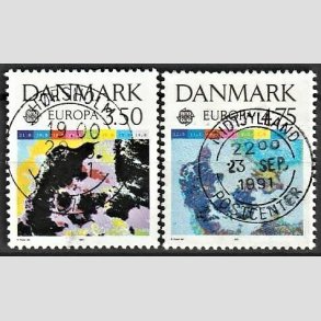 FRIM�RKER DANMARK | 1991 - AFA 989,990 - Europam�rker rumflyvning - 3,50 + 4,75 kr. flerfarvet - Lux Stemplet