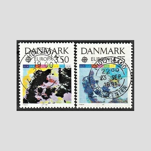 FRIMRKER DANMARK | 1991 - AFA 989,990 - Europamrker rumflyvning - 3,50 + 4,75 kr. flerfarvet - Lux Stemplet