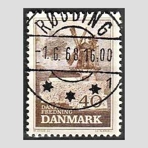 FRIM�RKER DANMARK | 1965 - AFA 440 - Fredning - 40 �re brun - Pragt Stemplet R�dding