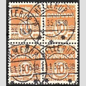 FRIMRKER DANMARK | 1933 - AFA 202 - Blgelinie 10 re orange type IA i 4-blok - Lux Stemplet