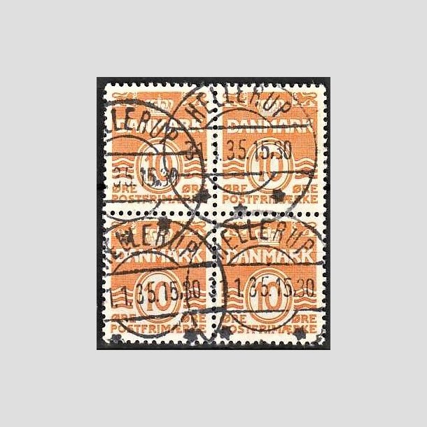 FRIMRKER DANMARK | 1933 - AFA 202 - Blgelinie 10 re orange type IA i 4-blok - Lux Stemplet