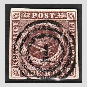 FRIMRKER DANMARK | 1852 - AFA 1 - 4 R.B.S Ia rdbrun - Thiele I - Stemplet