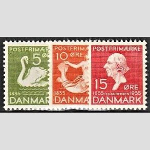 FRIMRKER DANMARK | 1935 - AFA 223,225,226 - H. C. Andersen - 5,10,15 re - Postfrisk