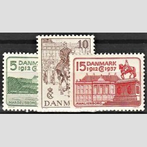 FRIMRKER DANMARK | 1937 - AFA 239,240,241 - Chr. X 25 re jubilum - 5,10,15 re - Postfrisk
