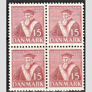 FRIMRKER DANMARK | 1936 - AFA 232 - Reformationen 15 re rd i 4-blok - Postfrisk
