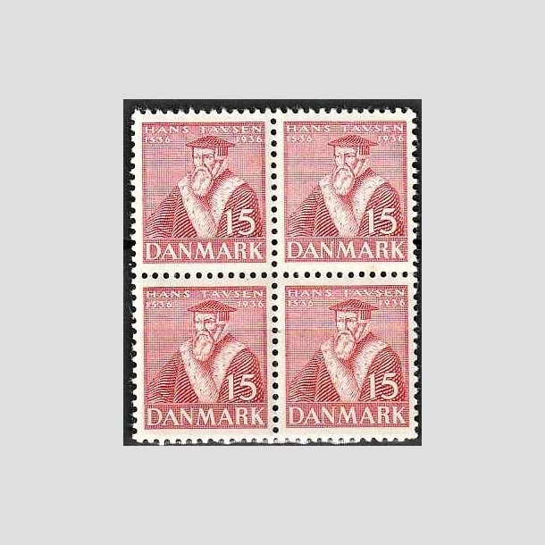 FRIMRKER DANMARK | 1936 - AFA 232 - Reformationen 15 re rd i 4-blok - Postfrisk