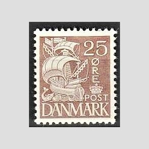 FRIMRKER DANMARK | 1934 - AFA 214 - Karavel 25 re brun Type I - Ubrugt