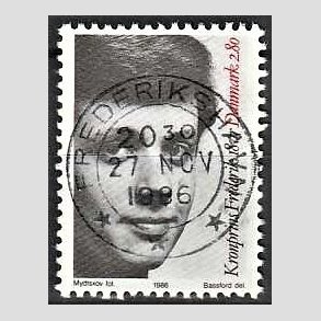 FRIM�RKER DANMARK | 1986 - AFA 858 - Kronprins Frederik 18 �r - 2,80 Kr. sort/r�d - Pragt Stemplet