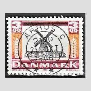 FRIM�RKER DANMARK | 1988 - AFA 919 - Gamle m�ller - 3,00 Kr. r�d/orange/sort - Lux Stemplet