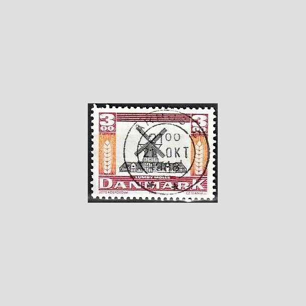 FRIMRKER DANMARK | 1988 - AFA 919 - Gamle mller - 3,00 Kr. rd/orange/sort - Lux Stemplet