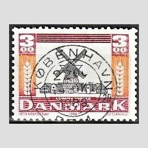 FRIM�RKER DANMARK | 1988 - AFA 919 - Gamle m�ller - 3,00 Kr. r�d/orange/sort - Lux Stemplet