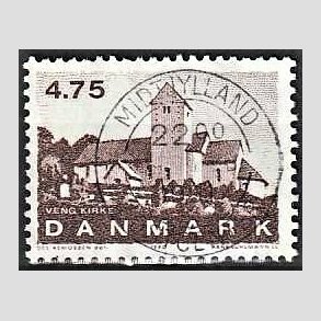FRIMRKER DANMARK | 1990 - AFA 975 - Jyske landsbykirker - 4,75 Kr. brun - Pragt Stemplet