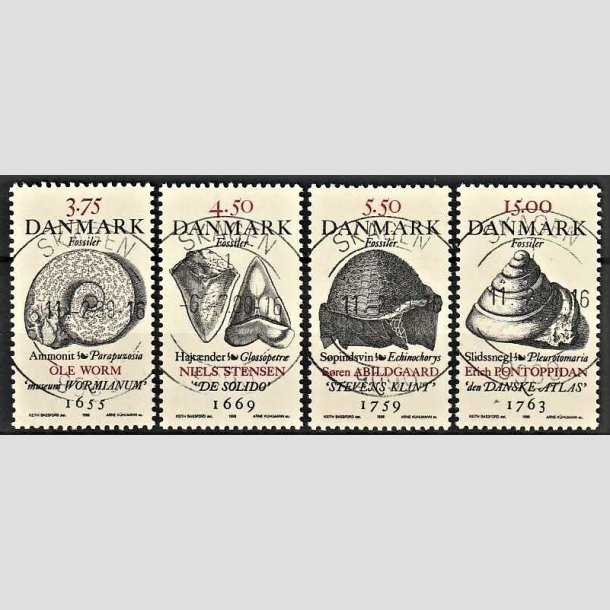 FRIMRKER DANMARK | 1998 - AFA 1191-94 - Fossiler - 3,75 - 15,00 kr. flerfarvet i st - Pragt Stemplet