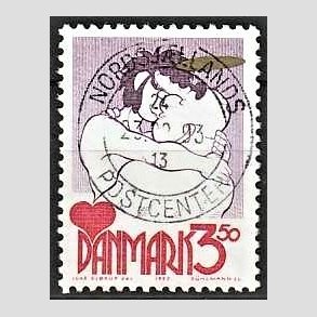 FRIM�RKER DANMARK | 1992 - AFA 1028 - Danske tegneseriefigurer - 3,50 Kr. r�d/gul - Pragt Stemplet