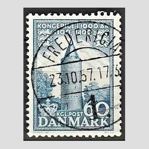 FRIM�RKER DANMARK | 1953-56 - AFA 350 - Kongeriget 1000 �r - 60 �re bl� - Pragt Stemplet Fredericia