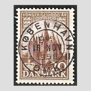 FRIM�RKER DANMARK | 1953-56 - AFA 348 - Kongeriget 1000 �r - 20 �re brun - Pragt Stemplet