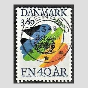 FRIM�RKER DANMARK | 1985 - AFA 841 - FN 40 �r - 3,80 Kr. flerfarvet - Lux Stemplet