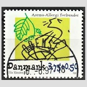 FRIMRKER DANMARK | 1997 - AFA 1146 - Astma-Allergi Forbundet - 3,75 + 0,50 Kr. flerfarvet - Pragt Stemplet