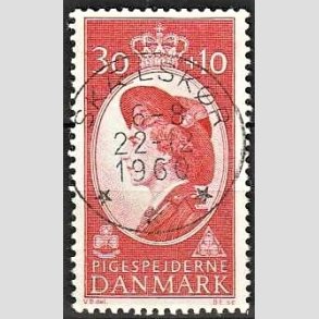 FRIMRKER DANMARK | 1960 - AFA 390 - Dronning Ingrid - 30 + 10 re rd - Pragt Stemplet Sklskr