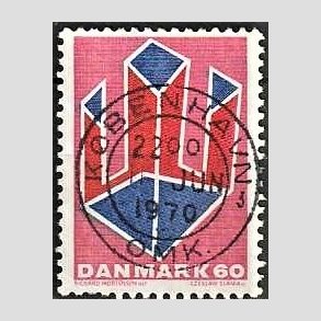 FRIM�RKER DANMARK | 1969 - AFA 489 - Non-figurativ tegning - 60 �re lillar�d/r�d/bl� - Pragt Stemplet