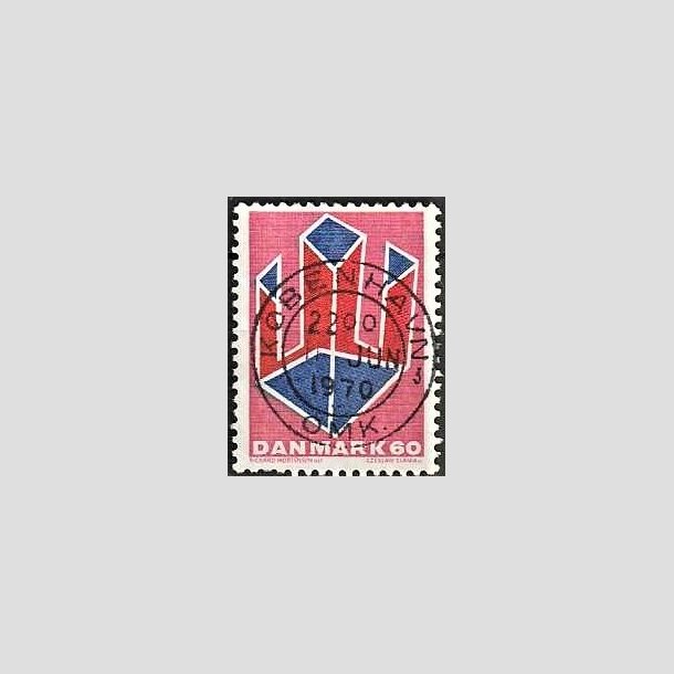 FRIMRKER DANMARK | 1969 - AFA 489 - Non-figurativ tegning - 60 re lillard/rd/bl - Pragt Stemplet