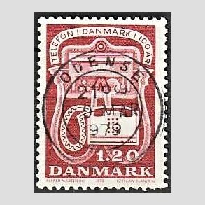 FRIM�RKER DANMARK | 1979 - AFA 672 - Telefonen 100 �r - 1,20 Kr. r�d - Pragt Stemplet Odense
