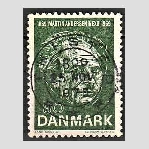FRIM�RKER DANMARK | 1969 - AFA 485 - Martin Andersen Nex� - 80 �re gr�n - Pragt Stemplet