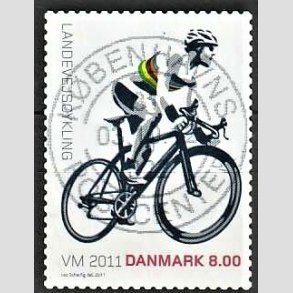 FRIM�RKER DANMARK | 2011 - AFA 1674 - WM i landevejscykling - 8,00 Kr. flerfarvet - Pragt Stemplet