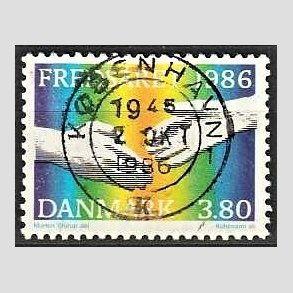 FRIM�RKER DANMARK | 1986 - AFA 857 - FN�s freds�r - 3,80 Kr. flerfarvet - Pragt Stemplet