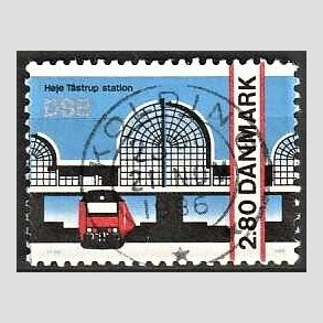 FRIM�RKER DANMARK | 1986 - AFA 861 - H�je Taastrup station - 2,80 Kr. flerfarvet - Pragt Stemplet