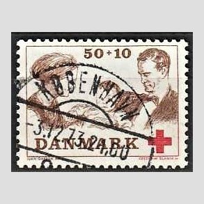 FRIMRKER DANMARK | 1969 - AFA 491 - Dans Rde Kors tillgsvrdi - 50 + 10 re brun/rd - Pragt Stemplet