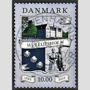 FRIM�RKER DANMARK | 2015 - AFA 1824 - Herlufsholm 450 �r - 10,00 Kr. flerfarvet - Pragt Stemplet