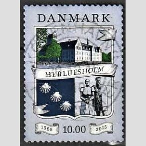 FRIM�RKER DANMARK | 2015 - AFA 1824 - Herlufsholm 450 �r - 10,00 Kr. flerfarvet - Pragt Stemplet