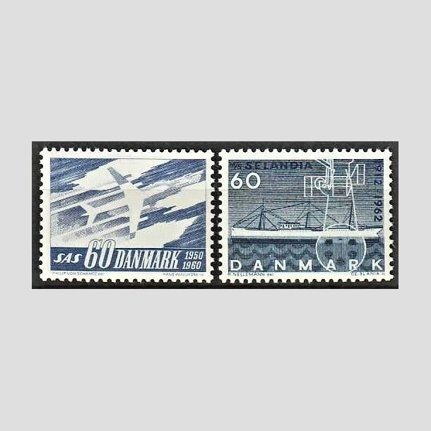 FRIMRKER DANMARK | 1962 - AFA 391F,409F - 60 re bl + mrkbl SAS+Selandia i flour - Postfrisk