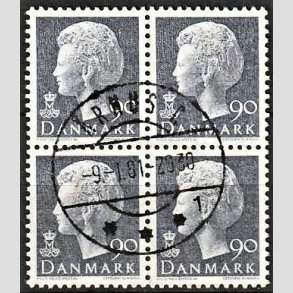 FRIMRKER DANMARK | 1979 - AFA 676 - Dronning Margrethe - 90 re blgr i 4-blok - Lux Stemplet