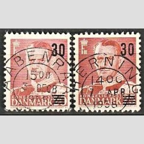 FRIMRKER DANMARK | 1955 - AFA 363,364 - Provisorier - 30/20 + 30/25 re rd - Pragt Stemplet
