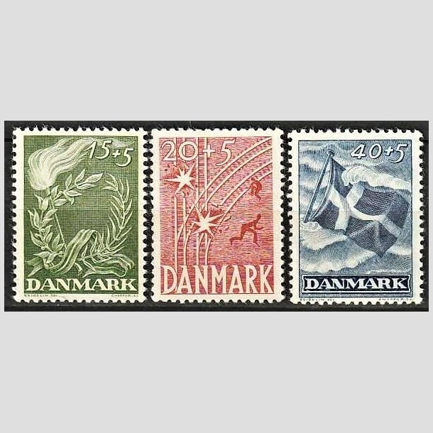 FRIMRKER DANMARK | 1947 - AFA 301,300,299 - Modstandsbevgelsen - 15 til 40 + 5 re i st - Postfrisk