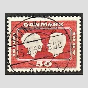 FRIM�RKER DANMARK | 1967 - AFA 458F - Kongeligt bryllup - 50 �re r�d flour - Pragt Stemplet