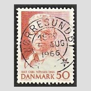 FRIM�RKER DANMARK | 1965 - AFA 435F - Komponist Carl Nielsen - 30 �re oranger�d flour - Pragt Stemplet